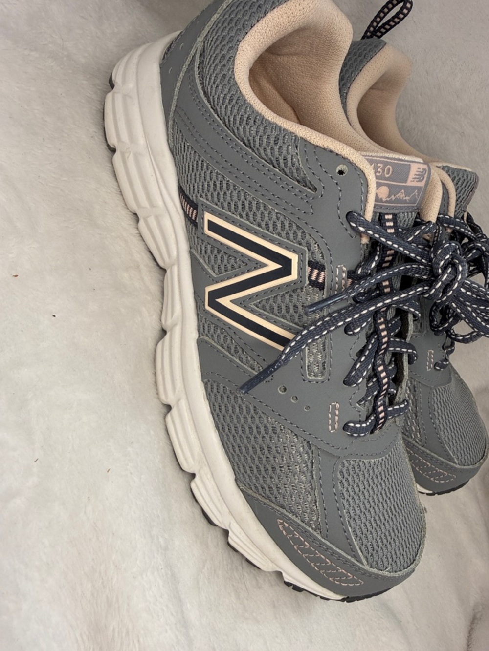 New Balance Gray & Blush Athletic Mesh Sneakers